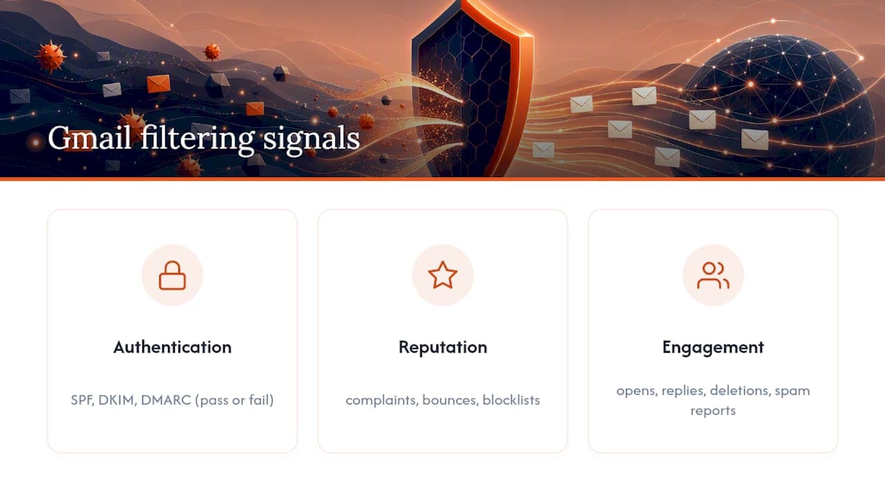 Three Gmail filtering signal categories
