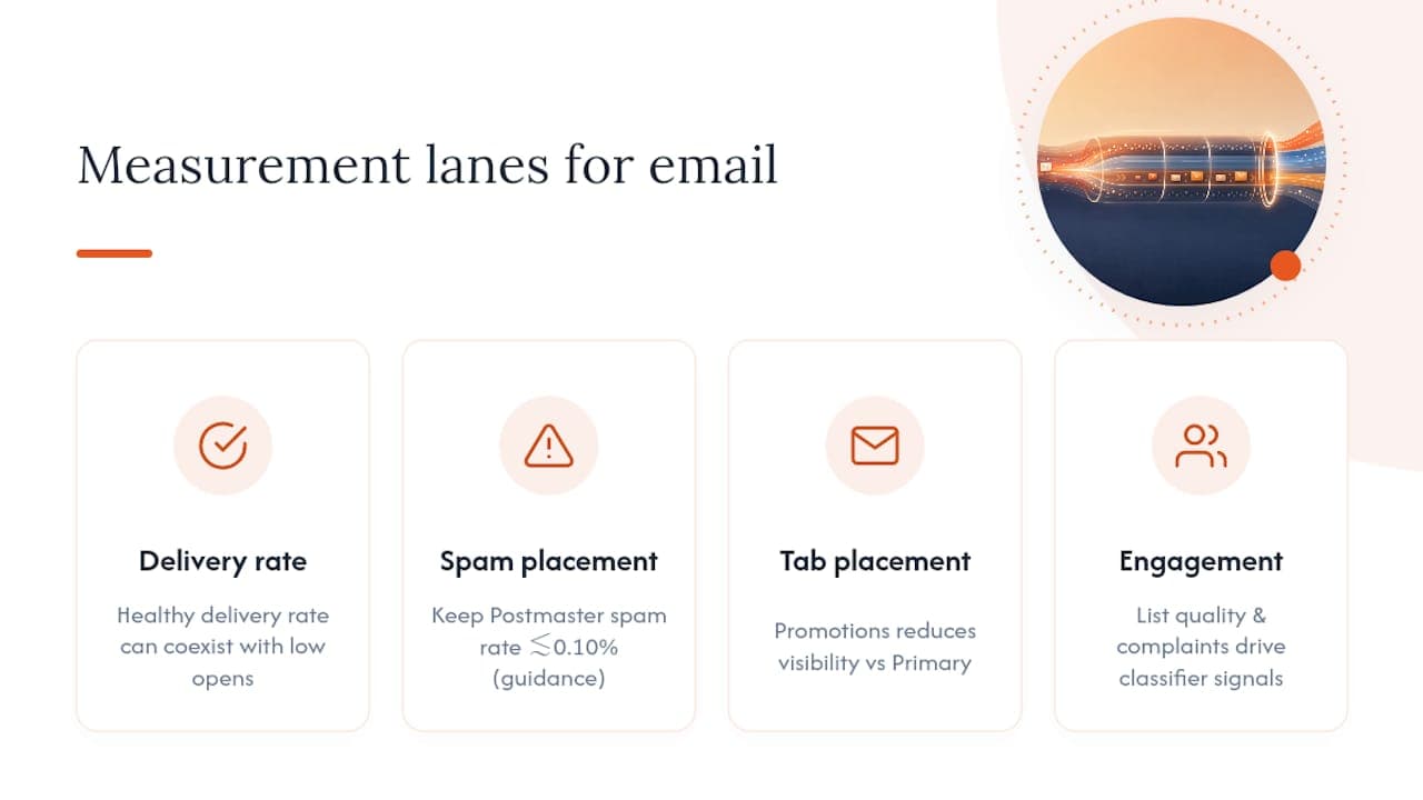 Four separate email performance metrics